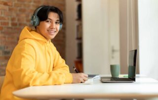 a student who is taking summer school online.