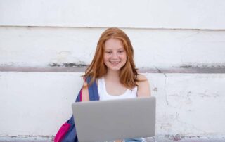 A young student employing online learning strategies.