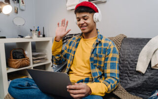 student with adhd and anxiety taking an online class.