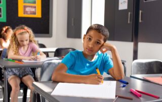 Students with anxiety and adhd struggling in a large traditional classroom.